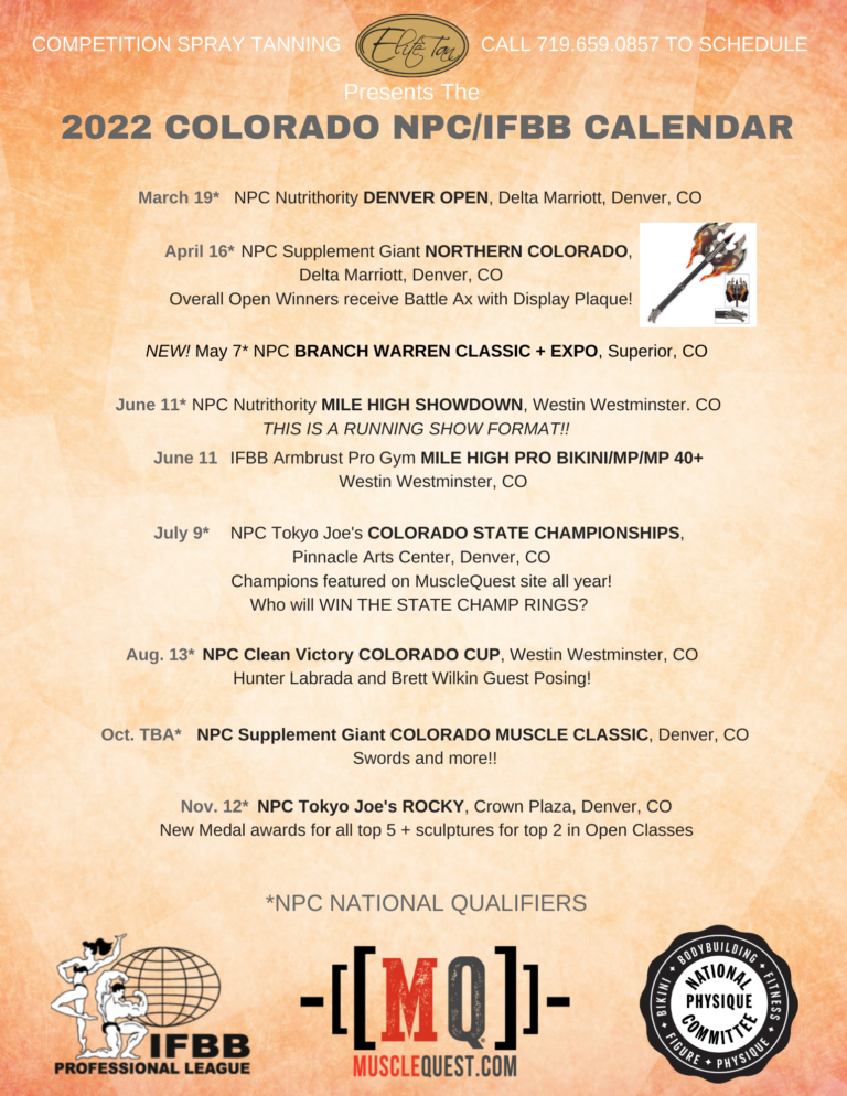 Calendar: 2022 Colorado NPC and IFBB Pro League Events